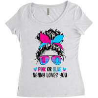 Pink Or Blue Nanny Loves You Tee Gender Reveal Mothers Day Women's Triblend Scoop T-shirt | Artistshot