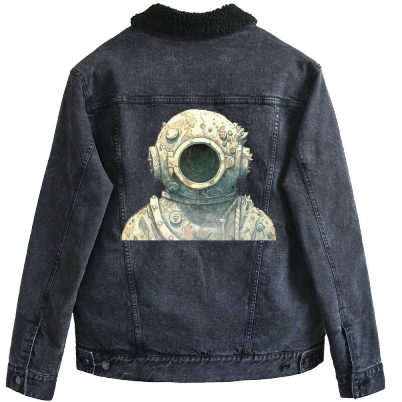 Deep Sea Diver Unisex Sherpa-Lined Denim Jacket by elkiingahiroo | Artistshot