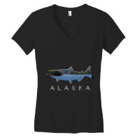 Limited Edition Alaskan King Salmon With Fishing Boat Saltwater Fisher Women's V-neck T-shirt | Artistshot