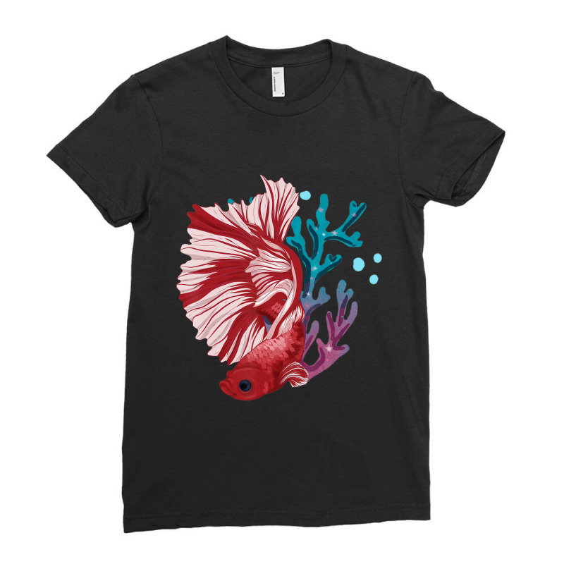 Trending Aquarium Betta Fish Lover Freshwater Fish Betta Fish Ladies Fitted T-Shirt by Berrios Crisp | Artistshot