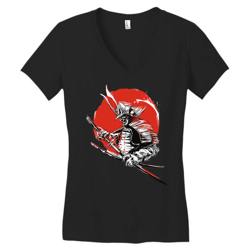 Sunset Samurai Warrior Women's V-Neck T-Shirt by anderlnzofoun | Artistshot