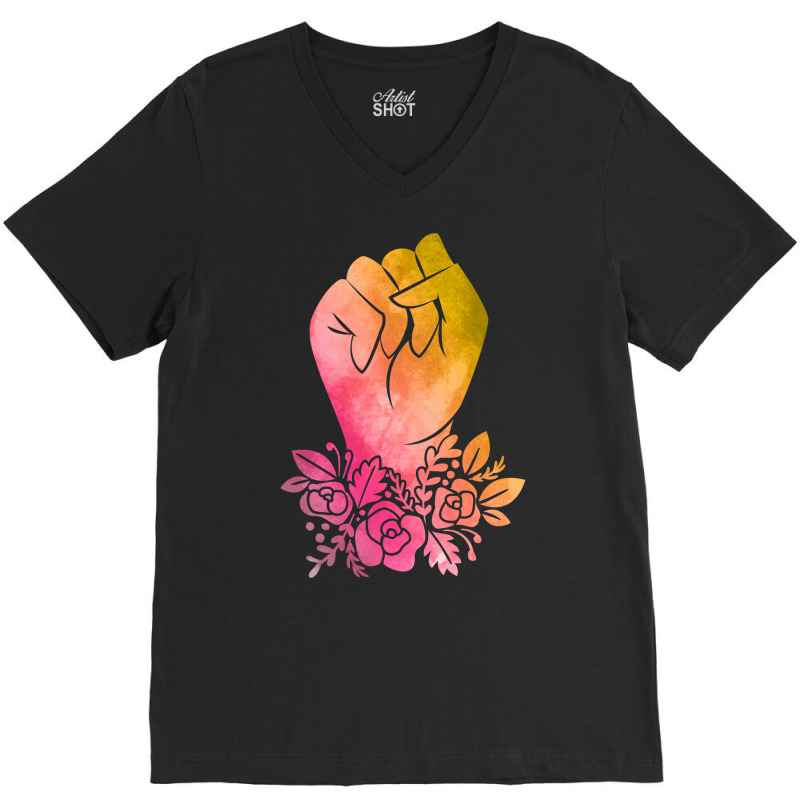 Floral Fist In Watercolor V-Neck Tee by elkiingahiroo | Artistshot