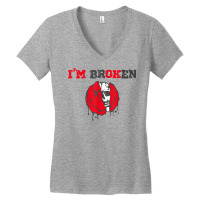 Confused Smile I'm Broken Invisible Illness I'm Ok Broken T Shirt Women's V-neck T-shirt | Artistshot