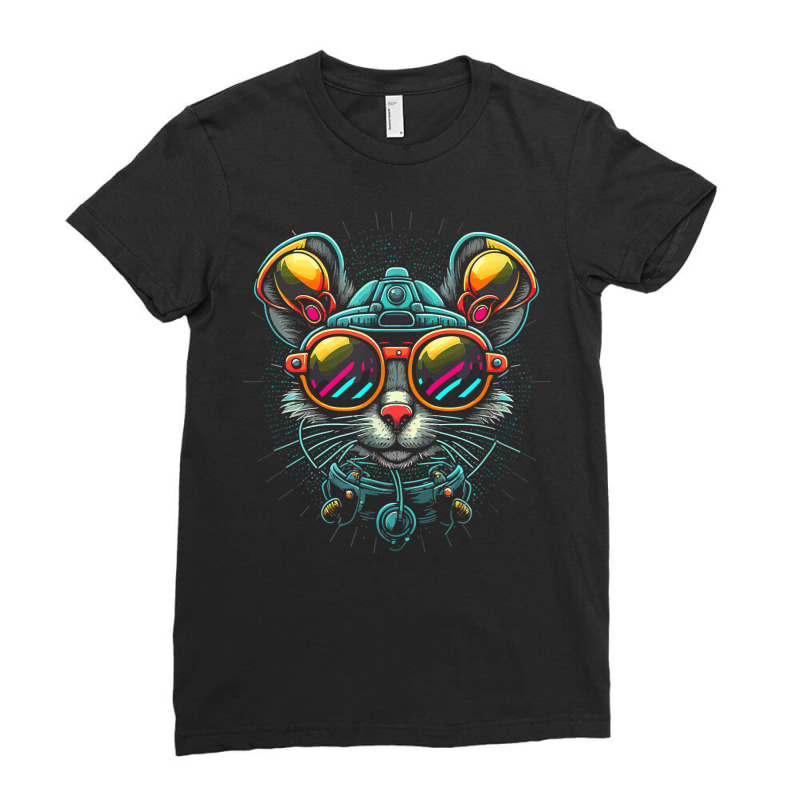 Cyber Mouse  Cool Futuristic Rodent T Shirt Ladies Fitted T-Shirt by kayleeantb2tp | Artistshot