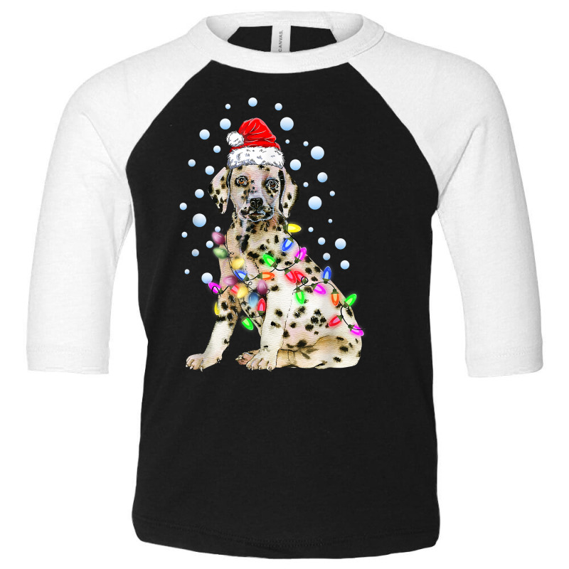 Dalmatian Dog Funny Cute Christmas Lights Puppy Lover T Shirt Toddler 3/4 Sleeve Tee by alysestick8m7 | Artistshot