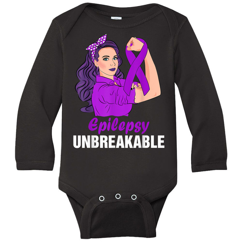 Epilepsy Warrior Unbreakable Tee Strong Epilepsy Girl Epilep T Shirt Long Sleeve Baby Bodysuit | Artistshot