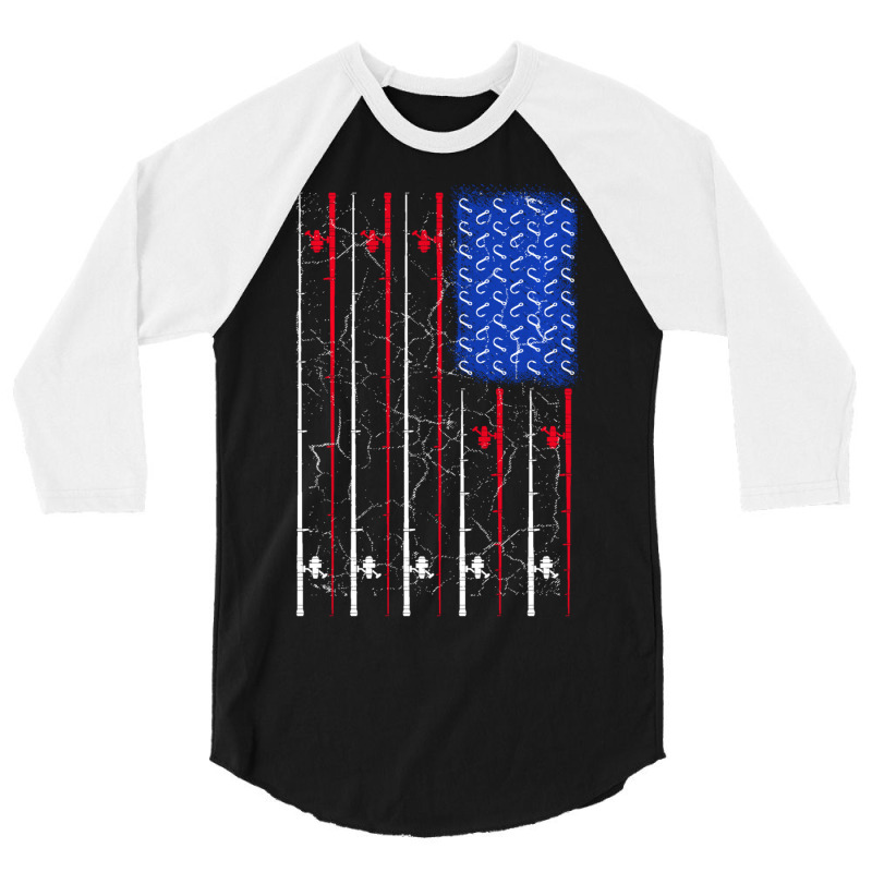 Trending American Us Flag Fishing Rod Fisherman Top For Him 3/4 Sleeve Shirt by Gipson Mize | Artistshot