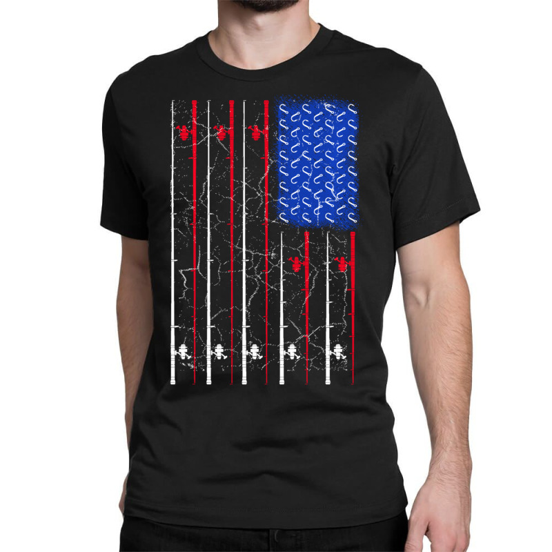 Trending American Us Flag Fishing Rod Fisherman Top For Him Classic T-shirt by Gipson Mize | Artistshot