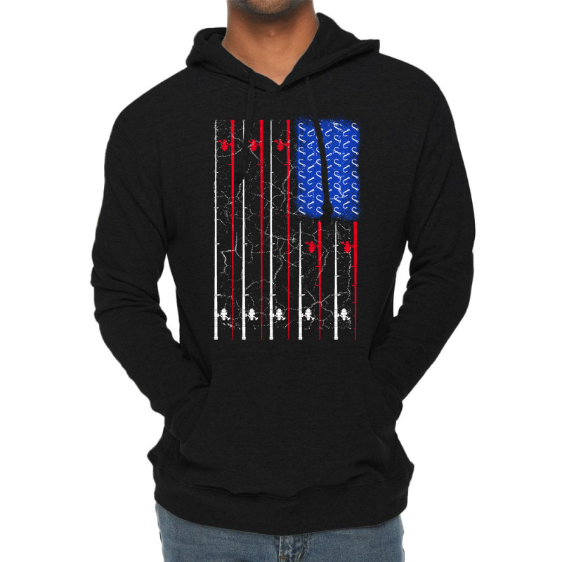 Trending American Us Flag Fishing Rod Fisherman Top For Him Lightweight Hoodie by Gipson Mize | Artistshot