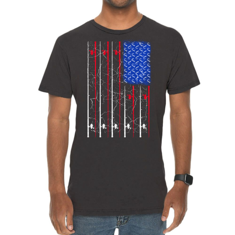 Trending American Us Flag Fishing Rod Fisherman Top For Him Vintage T-Shirt by Gipson Mize | Artistshot