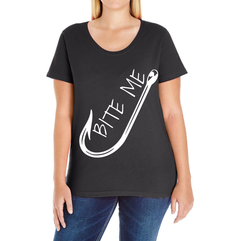 Hot Trend Fishing Hook Bite Me Fishing Humor Ladies Curvy T-Shirt by Bostic Walling | Artistshot