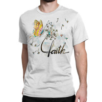 Faith Cute Butterfly Dandelion Flowers Hearts Love Christian T Shirt Classic T-shirt | Artistshot