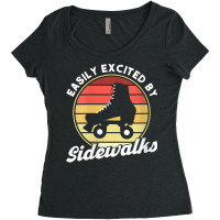 Womens Easily Excited By Sidewalks Roller Skates V Neck T Shirt Women's Triblend Scoop T-shirt | Artistshot