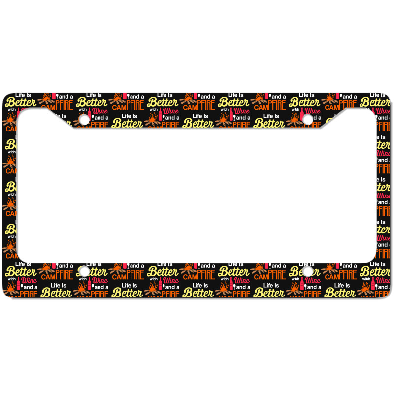 Camping T  Shirt Campfire And Wine T  Shirt License Plate Frame | Artistshot