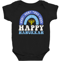 Happy Hanukkah Chanukah Rainbow Menorah Jewish Holiday T Shirt Baby Bodysuit | Artistshot