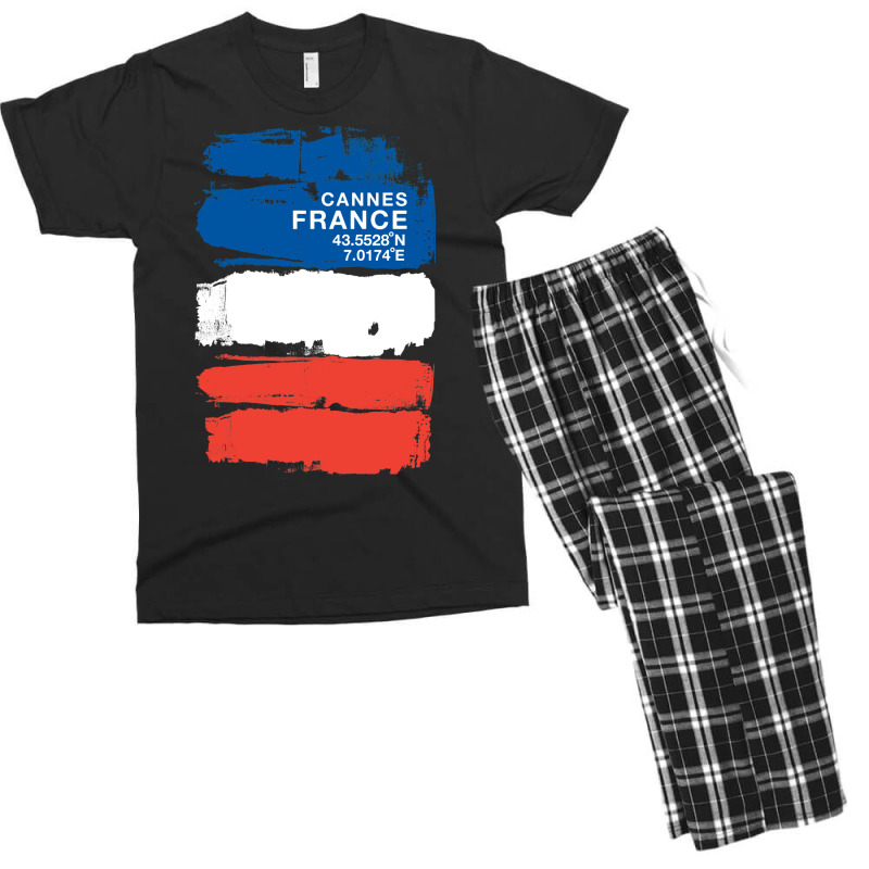 Cannes France Coordinates Vintage French Art   Boy Humor Men's T-shirt Pajama Set | Artistshot