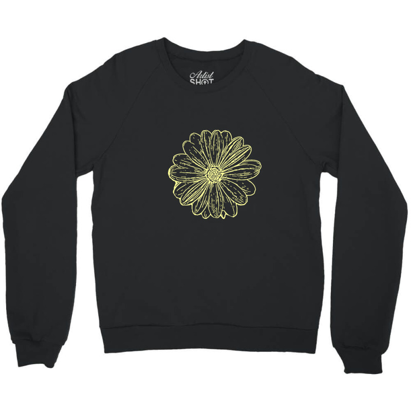 Trending Sunflower Ink Print Crewneck Sweatshirt by poppyallen | Artistshot