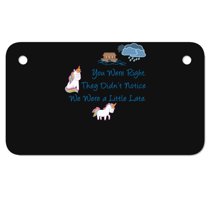 Funny Noahs Ark  Unicorns Missed The Boat 1 Motorcycle License Plate | Artistshot