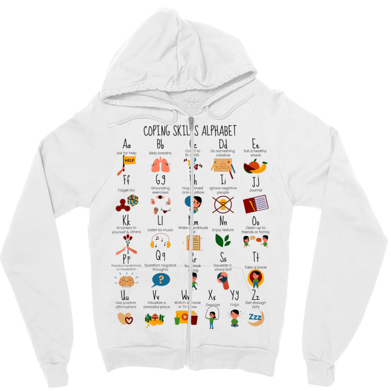 Coping Skills Alphabet Mental Health Awareness Counselor Zipper Hoodie | Artistshot