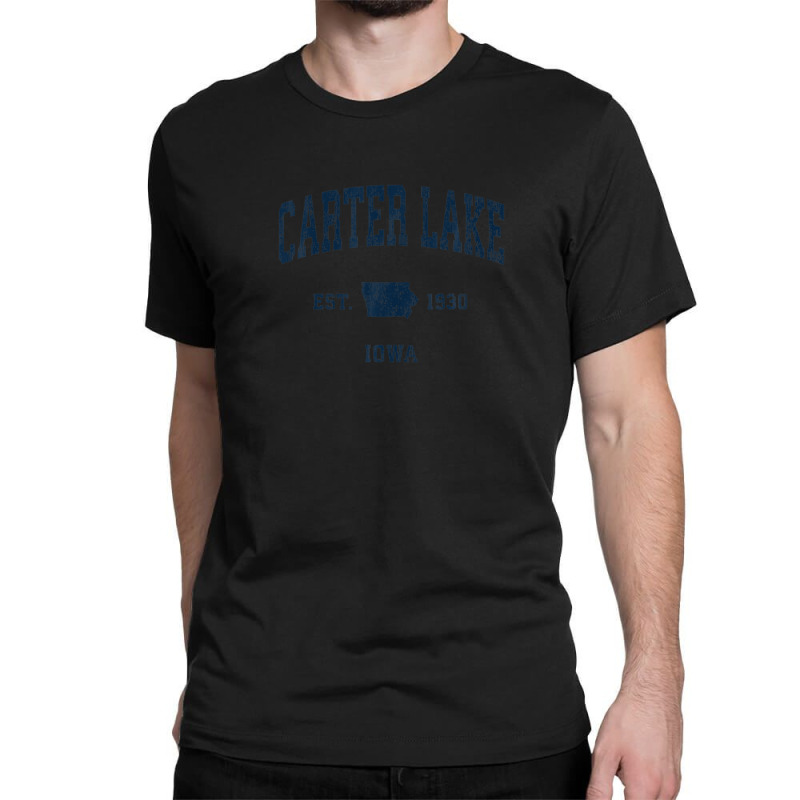 Carter Lake Iowa Ia Vintage Athletic Navy Sports Design Classic T-shirt by legatgzlezy | Artistshot