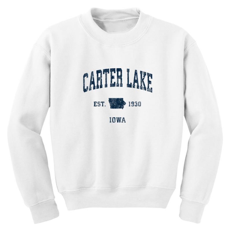 Carter Lake Iowa Ia Vintage Athletic Navy Sports Design Youth Sweatshirt by legatgzlezy | Artistshot