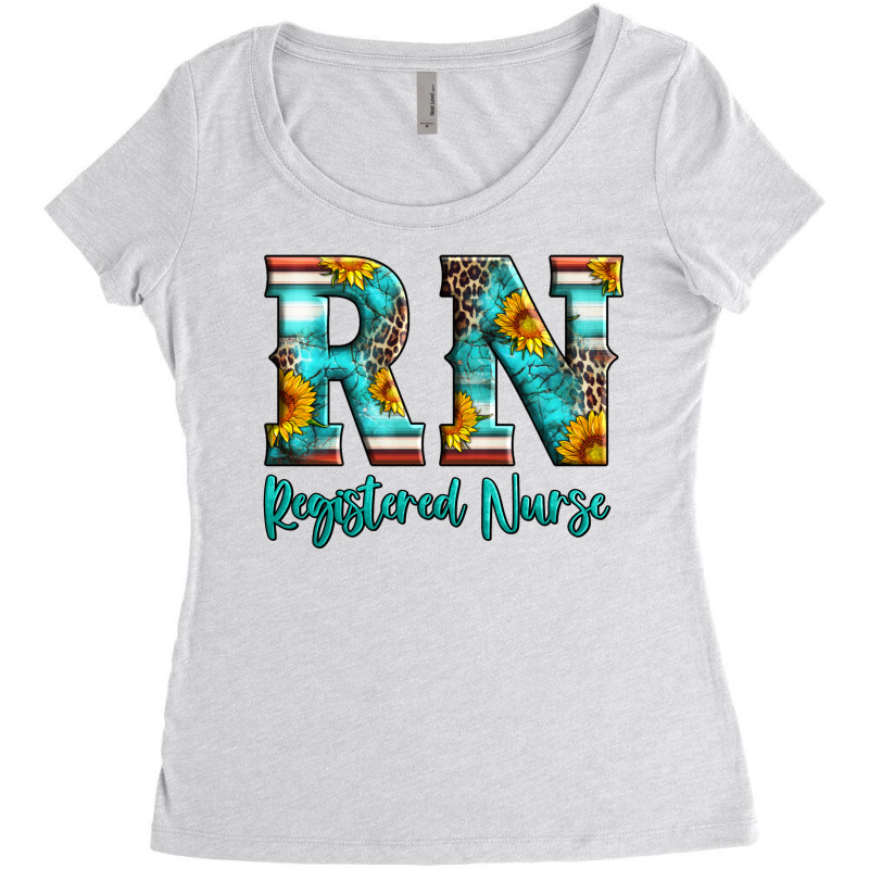 Registered Nurse Serape Turquoise Leopard Sunflowers Women's Triblend Scoop T-shirt | Artistshot