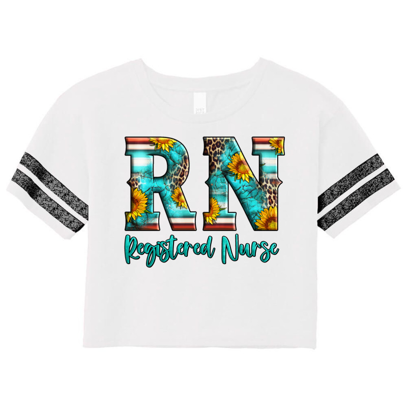 Registered Nurse Serape Turquoise Leopard Sunflowers Scorecard Crop Tee | Artistshot