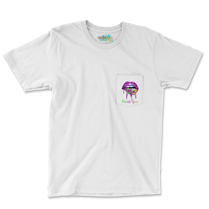 Dripping Lip Biting Fleur De Lys Mardi Gras For Women Pocket T-shirt | Artistshot