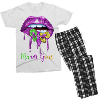 Dripping Lip Biting Fleur De Lys Mardi Gras For Women Men's T-shirt Pajama Set | Artistshot