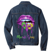 Dripping Lip Biting Fleur De Lys Mardi Gras For Women Men Denim Jacket | Artistshot