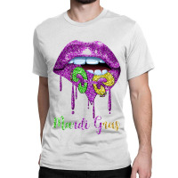 Dripping Lip Biting Fleur De Lys Mardi Gras For Women Classic T-shirt | Artistshot