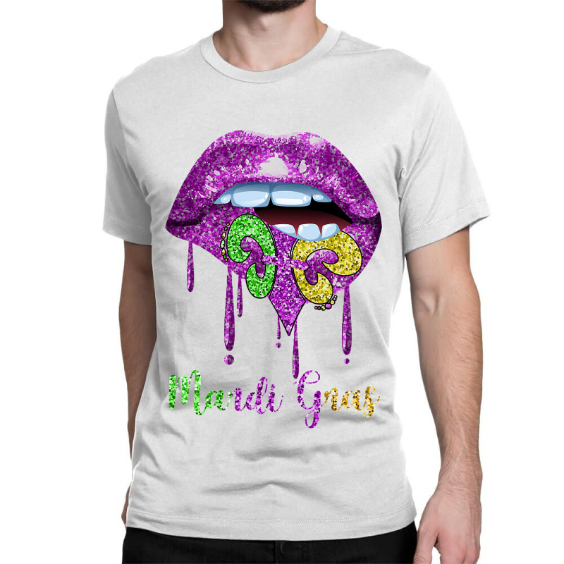 Dripping Lip Biting Fleur De Lys Mardi Gras For Women Classic T-shirt | Artistshot