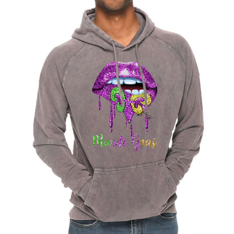 Dripping Lip Biting Fleur De Lys Mardi Gras For Women Vintage Hoodie | Artistshot