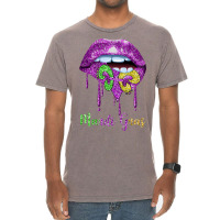 Dripping Lip Biting Fleur De Lys Mardi Gras For Women Vintage T-shirt | Artistshot