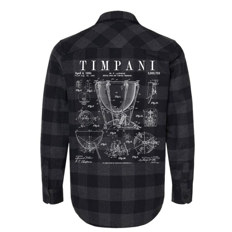 Timpani Kettle Drum Vintage Patent Timpanist Drawing Print Flannel Shirt by vrapirossak7 | Artistshot