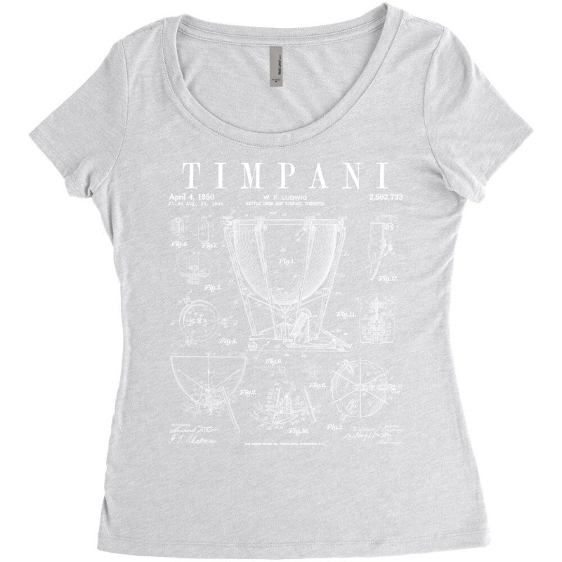 Timpani Kettle Drum Vintage Patent Timpanist Drawing Print Women's Triblend Scoop T-shirt by vrapirossak7 | Artistshot