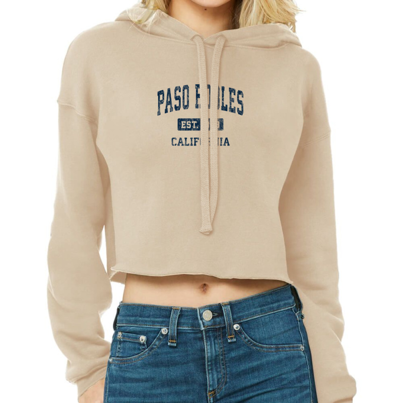 Paso Robles California Ca Vintage Athletic Sports Design Cropped Hoodie by legatgzlezy | Artistshot