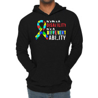 Autism Awareness T  Shirt Autism Is Not A Disability It's A Different Lightweight Hoodie | Artistshot