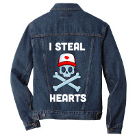 I Steal Hearts T Valentines Day Dinosaur Boys Kid (24) Men Denim Jacket | Artistshot