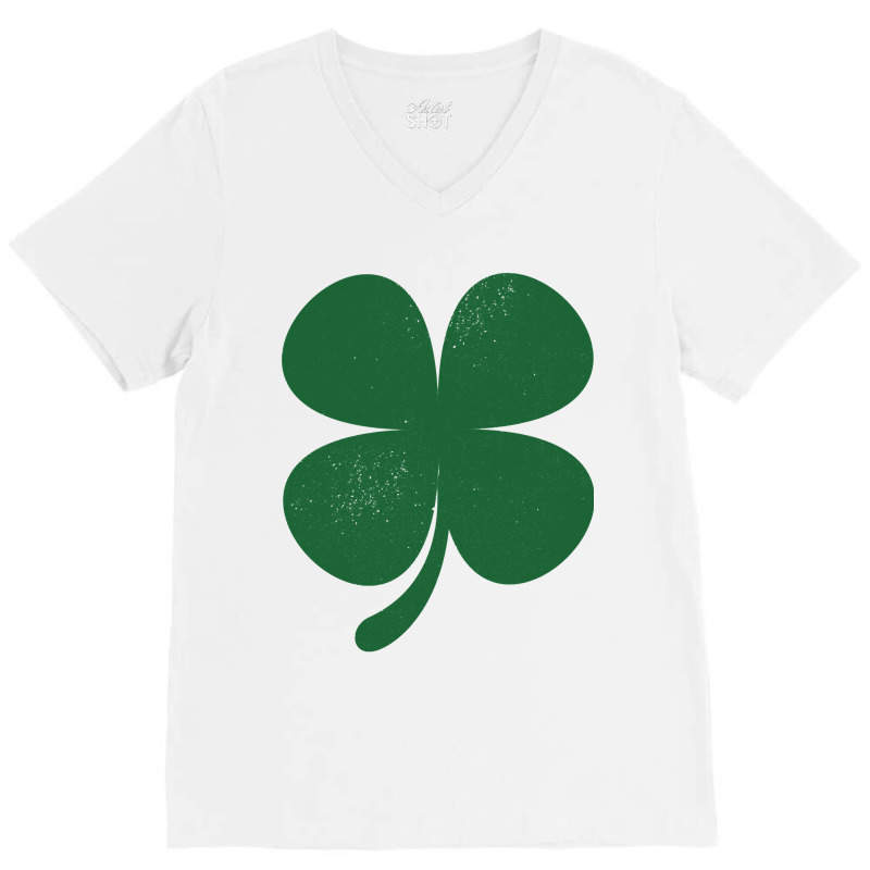 Distressed Green Four Leaf Clover Saint Patrick S Day Lover V-neck Tee | Artistshot