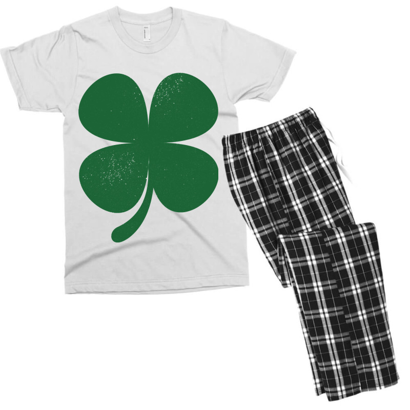 Distressed Green Four Leaf Clover Saint Patrick S Day Lover Men's T-shirt Pajama Set | Artistshot