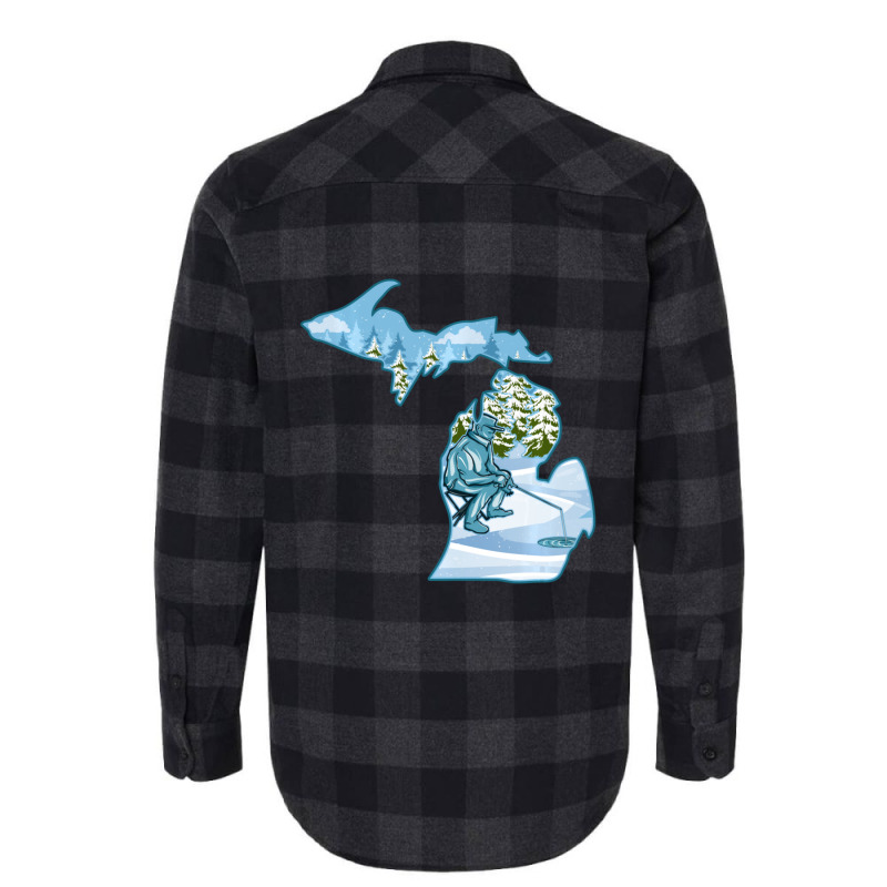 Hot Trend Michigan Ice Fishing State Map For Fisherman Flannel Shirt | Artistshot