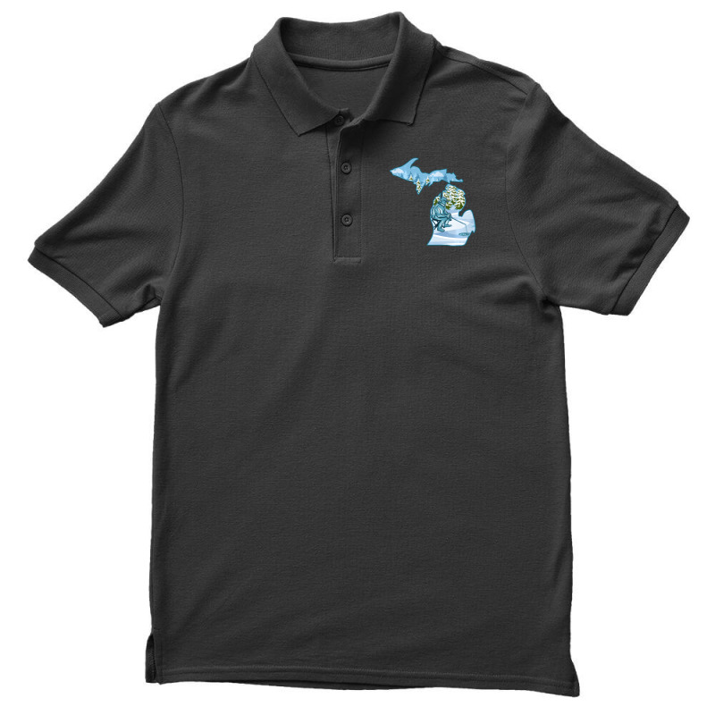 Hot Trend Michigan Ice Fishing State Map For Fisherman Men's Polo Shirt | Artistshot