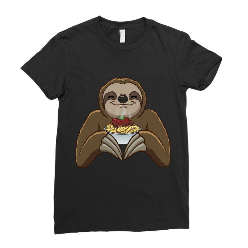 Trending Sloth Spaghetti Meat Balls Ladies Fitted T-Shirt by Jankonen637 | Artistshot