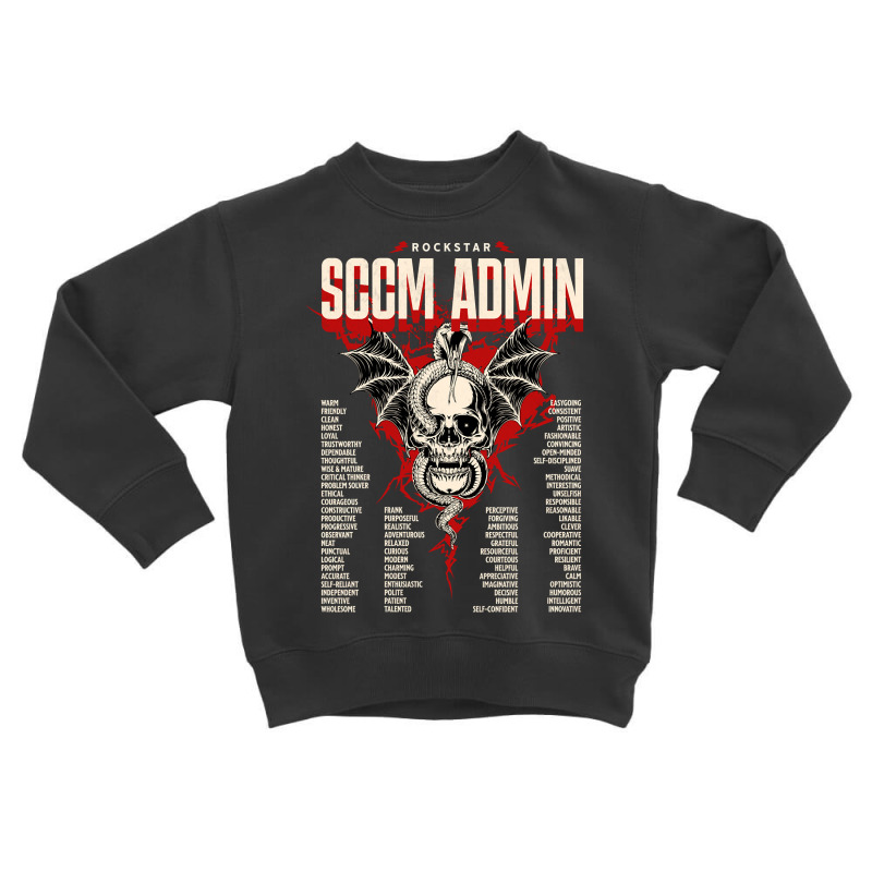 Limited Edition Sccm Administrator -  Rockstar Skull With Personality Toddler Sweatshirt by fenderbendable | Artistshot