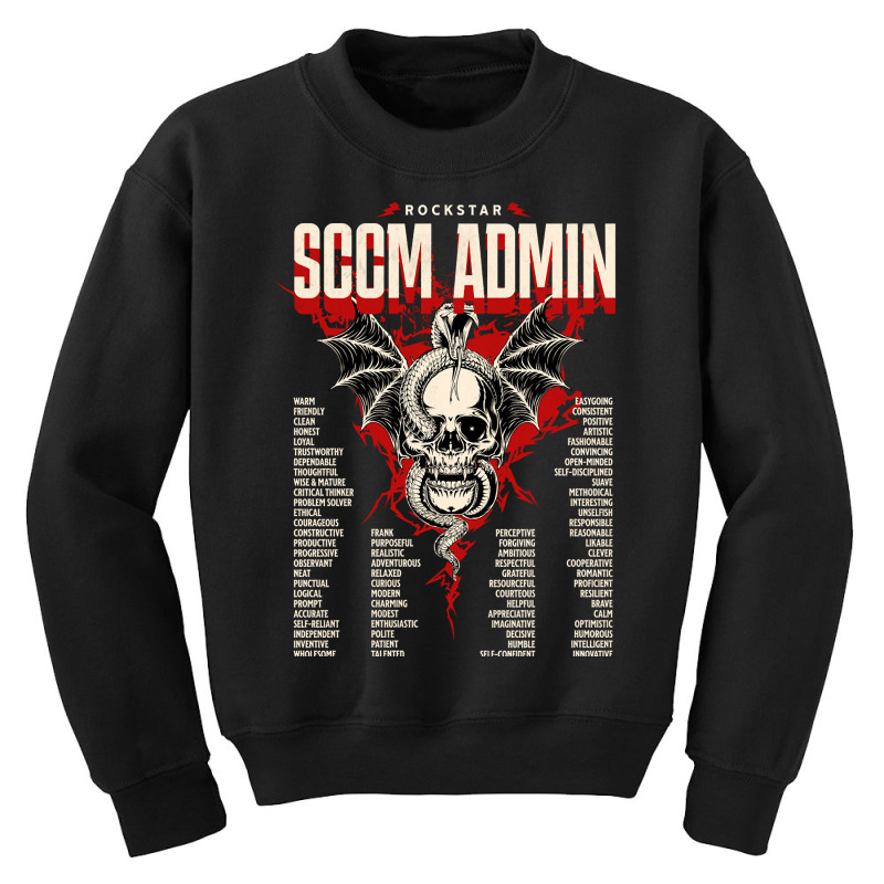 Limited Edition Sccm Administrator -  Rockstar Skull With Personality Youth Sweatshirt by fenderbendable | Artistshot