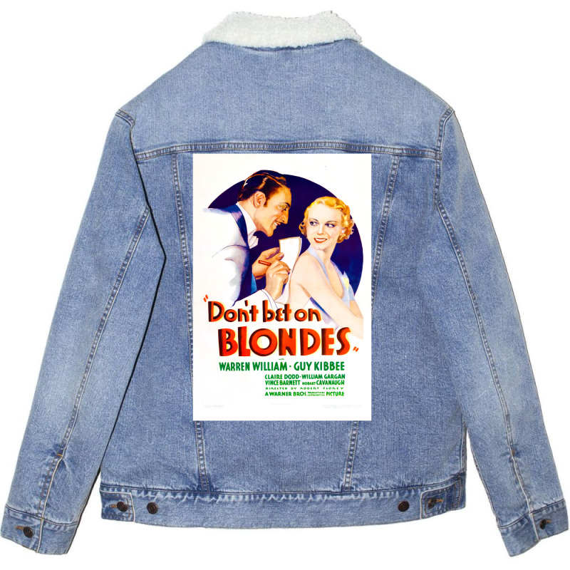 Dont Bet On Blondes (1935) Movie Poster Classic Vintage Love Unisex Sherpa-lined Denim Jacket | Artistshot