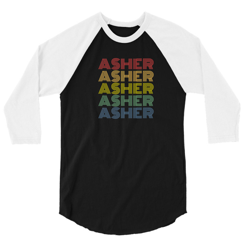 Asher Wordmark Pattern Personalized Name Retro 3/4 Sleeve Shirt by alonentjimi9 | Artistshot