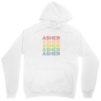 Asher Wordmark Pattern Personalized Name Retro Unisex Hoodie | Artistshot