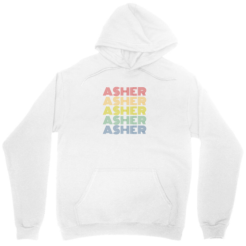 Asher Wordmark Pattern Personalized Name Retro Unisex Hoodie by alonentjimi9 | Artistshot